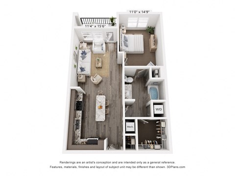 a 3 bedroom floor plan with a bedroom and a living room