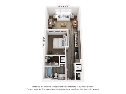 bedroom floor plan of a 2100 sq ft studio apartment