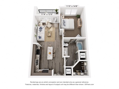 a 1 bedroom floor plan  villa residences  460 sq ft