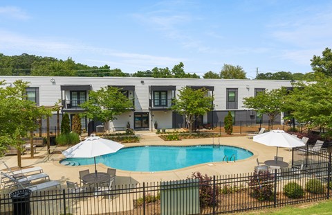 Aerial Pool View at The Brookwood, Homewood, Alabama