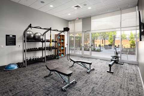 this is a photo of the exercise room in the survival condo at Tower on Tenth Apartments, Birmingham, Alabama