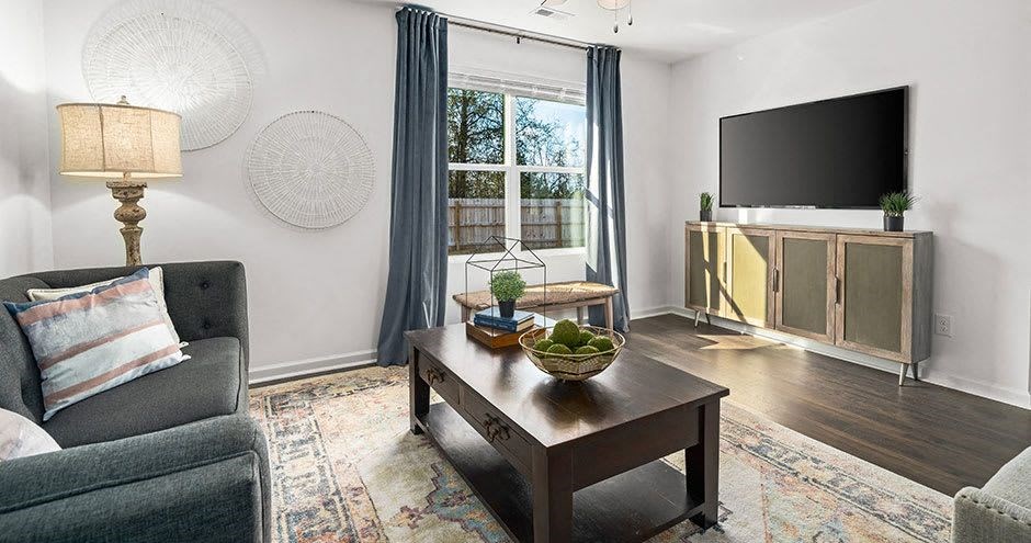 Living Room With TV at The Grove Moundville, Alabama, 35474