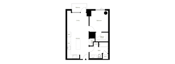 A3 one bedroom floor plan at Figueroa Eight