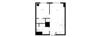 A4.1 one bedroom floor plan at Figueroa Eight
