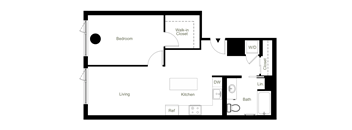 A7 one bedroom floor plan at Figueroa Eight