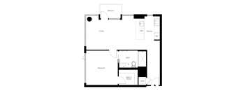 A8 one bedroom floor plan at Figueroa Eight