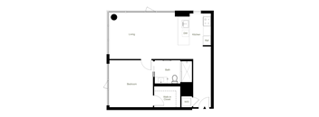 A8.1 one bedroom floor plan at Figueroa Eight