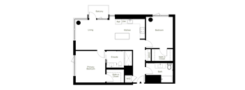 B1 two bedroom floor plan at Figueroa Eight