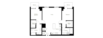 B2 two bedroom floor plan at Figueroa Eight