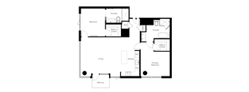 B5 two bedroom floor plan at Figueroa Eight