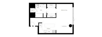 S1 Studio floor plan at Figueroa Eight