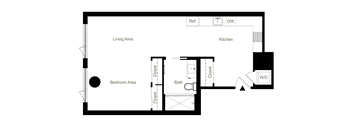S4 studio floor plan at Figueroa Eight