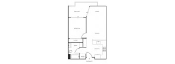 A1 Floor Plan - 1 Bed 1 Bath