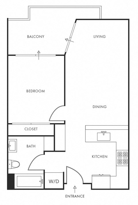 A1 Floor Plan - 1 Bed 1 Bath