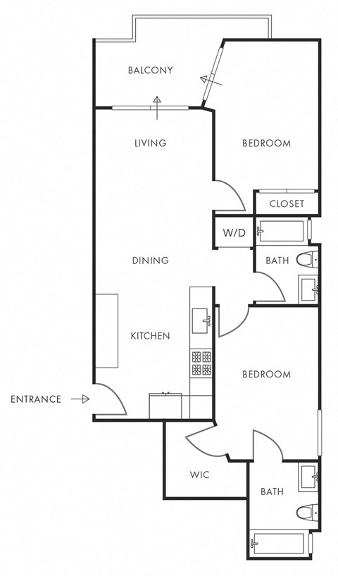 B1 Floor Plan - 2 Bed 2 Bath