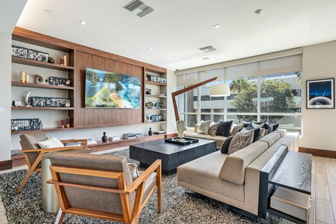 a living room with a couch and a coffee table