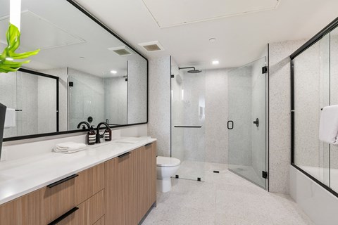 A-layout bathroom with separate shower and tub