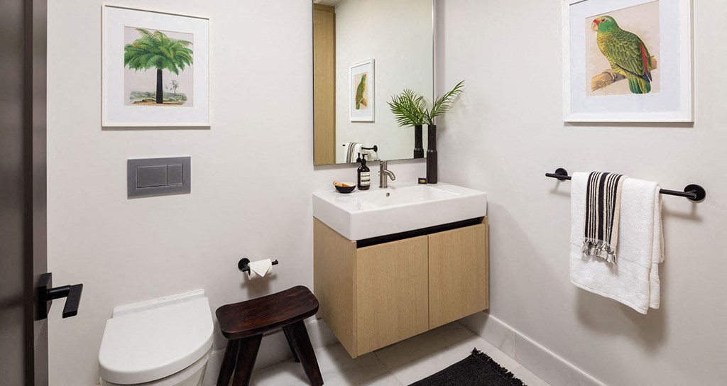 Built in cabinets in every bathroom for extra storage