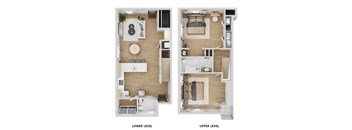 A diagram shows the layout of a two-level apartment.