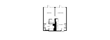 A black and white diagram of a house layout with labeled rooms.