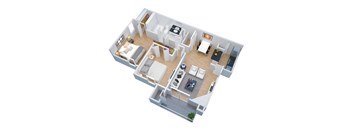 The Winston Deluxe 2 Bedroom Apartment features vaulted ceilings and a fireplace at Campbell Reserve in Joplin, MO.