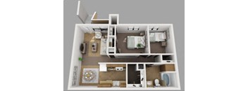 a 3d drawing of a bedroom with a living room