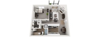 a 2 bedroom floor plan with a bathroom and a living room