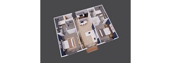 The Lodge 2 bed 2 bath floorplan at The Lodge Apartments, Tulsa, 74129