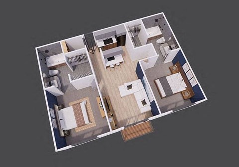 The Lodge 2 bed 2 bath floorplan at The Lodge Apartments, Tulsa, 74129