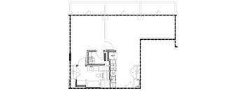 A black and white drawing of a floor plan with a reference and two dwelling units.