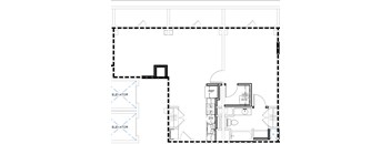 A floor plan of a building with two elevators.