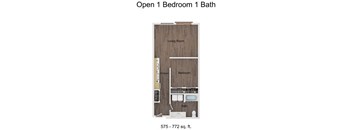 Open 1 Bedroom 1 Bath