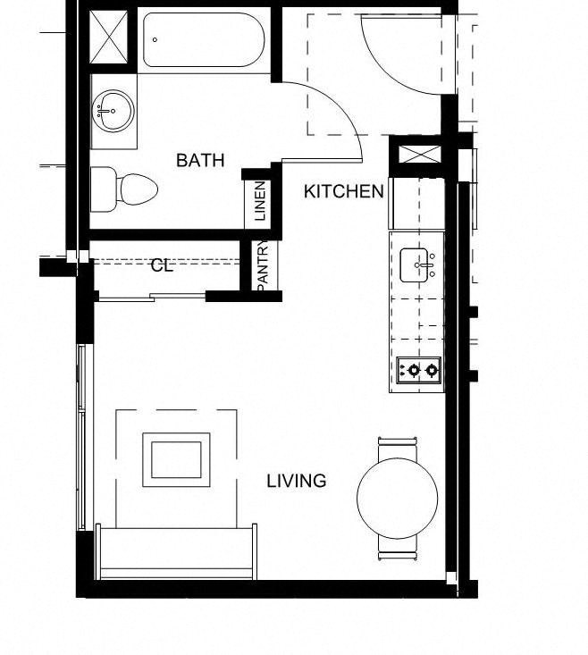 a floor plan of a small room with a bathroom and a toilet