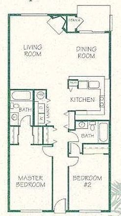 floor plan of a small house with a kitchen and a living room