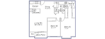 2 Bedroom 1.5 Bath (B)