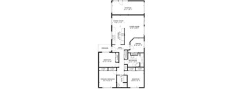 A black and white image of a floor plan for a house.
