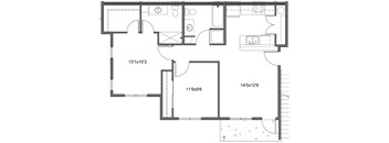 A black and white image of a floor plan with dimensions.