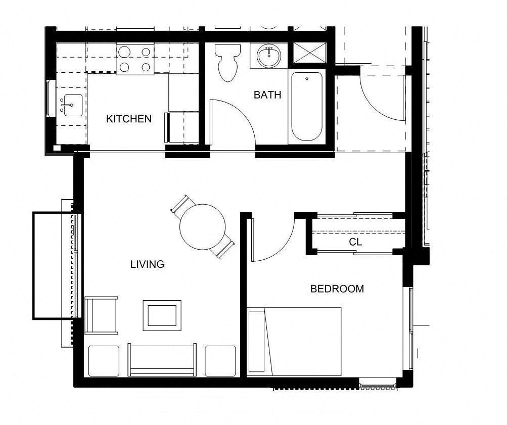 a floor plan of a small house with bedrooms and a living room