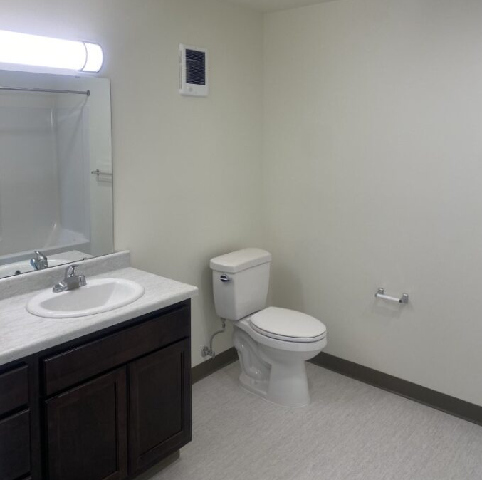 a bathroom with a toilet and a sink and a mirror