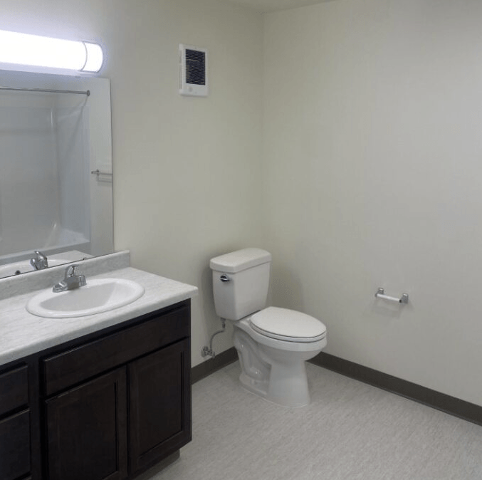 a bathroom with a toilet and a sink and a mirror