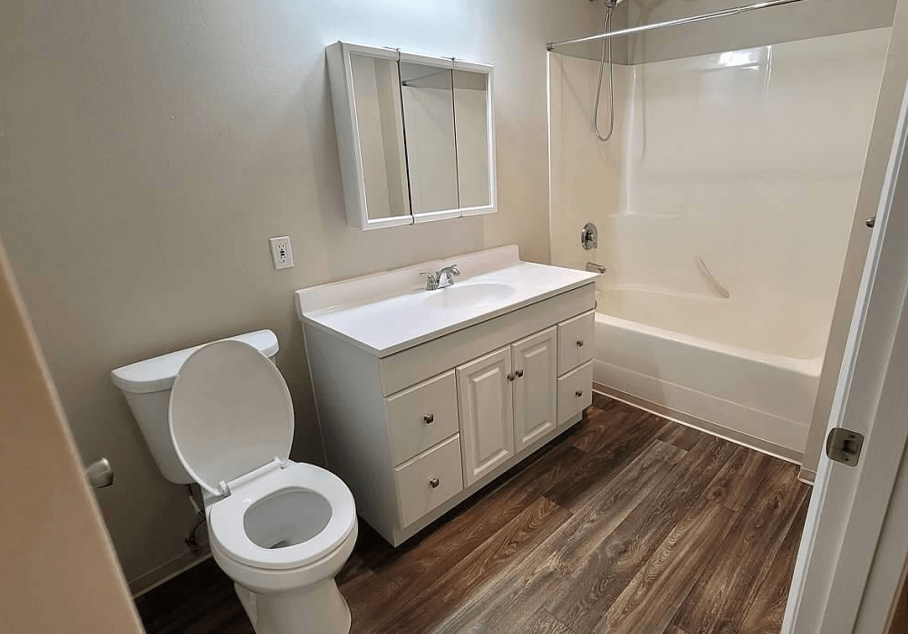 a bathroom with a toilet and a sink