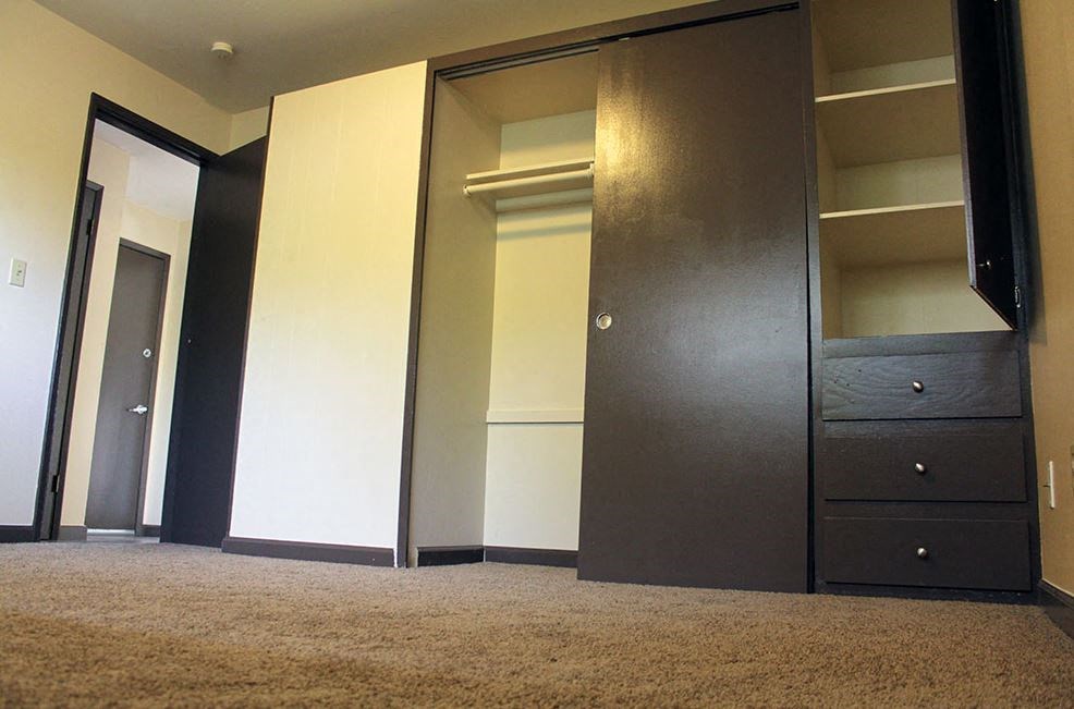 a room with a wardrobe and a closet