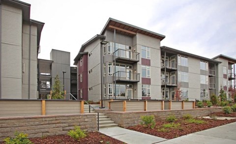 an image of an apartment building with stairs