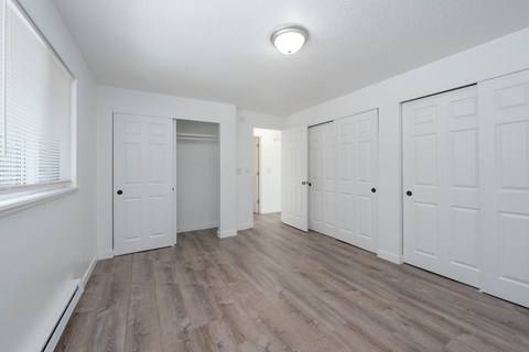 Bedroom closet at Blue Ridge Apartments 28606 Pacific Highway, Federal Way, WA  98003.