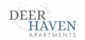 the logo for deer haven apartments on a white background