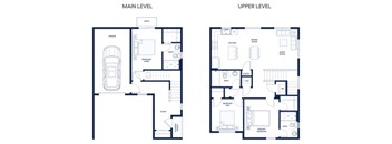 A floor plan of a two-story house with labeled rooms.