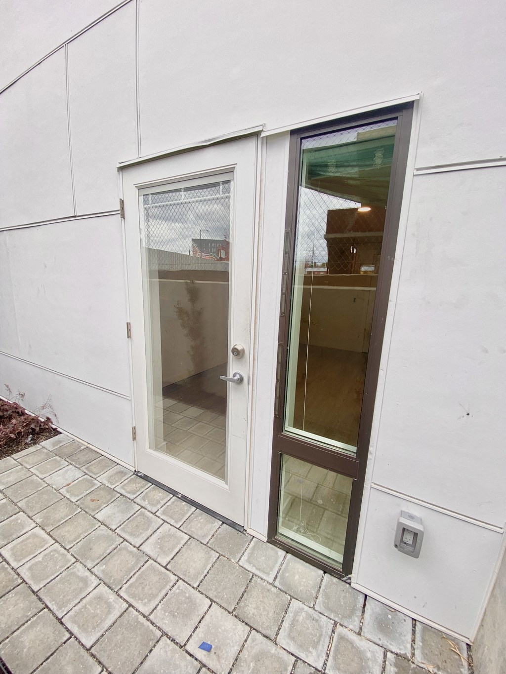 the door is open to the outside of the building