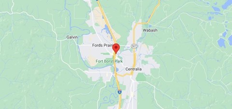 A map shows a red pin labeled "Fords Prairie" near a road intersection.