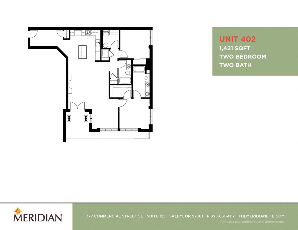 the floor plan of unit 202 of the two bedroom two baths