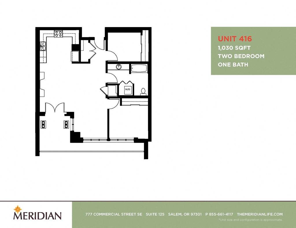 a floor plan of two bedrooms and one bath